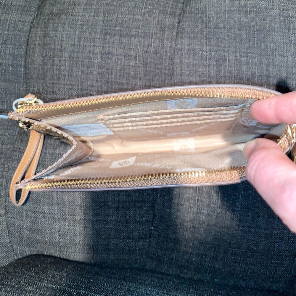 Anne Klein Wallet Wristlet, Color: Chestnut Brown, Faux Snake Skin Design - Picture 10 of 12